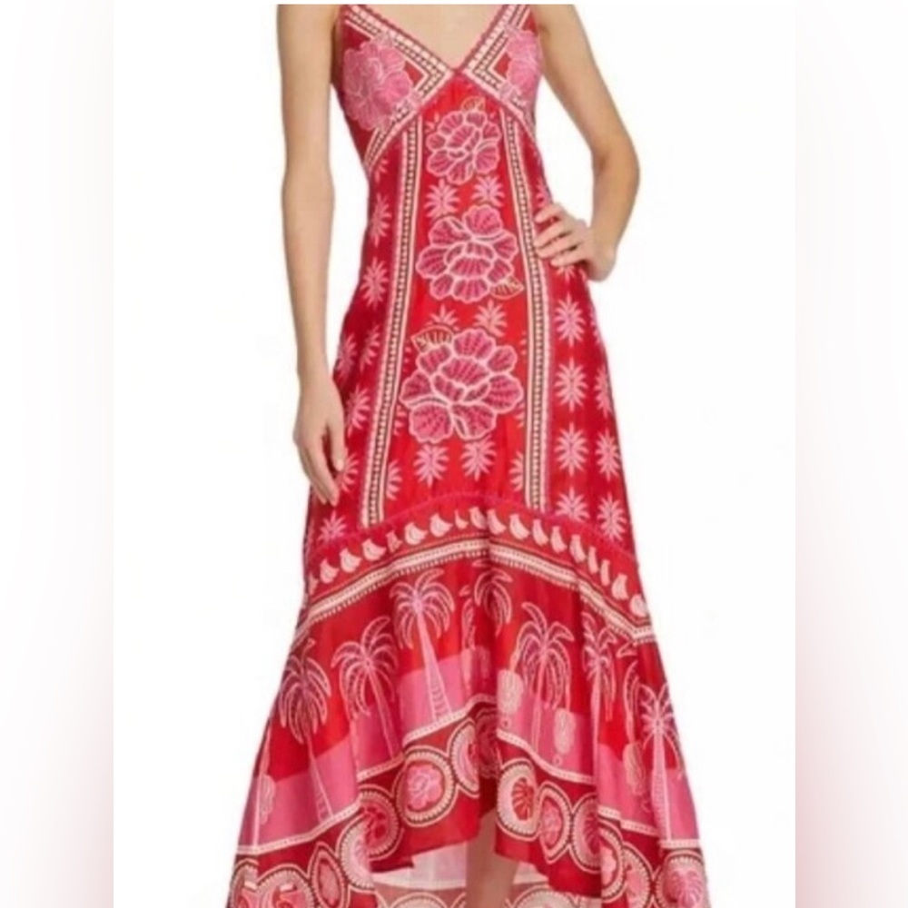 Caroline Constas Red and Pink Floral Maxi Dress